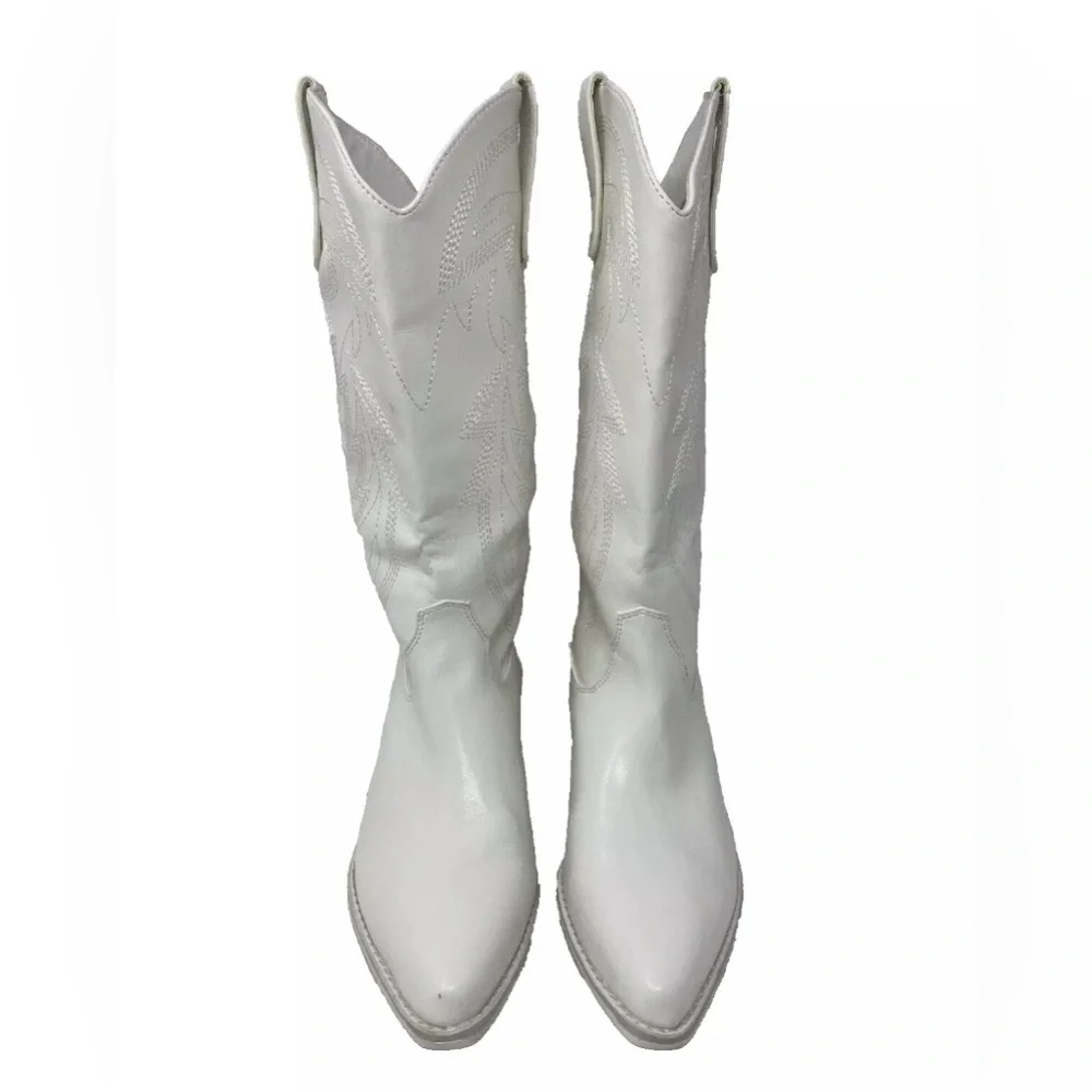 Madden Girl Women's Redford White Cowboy, Western Boots 7.5 Medium M - Picture 2 of 8